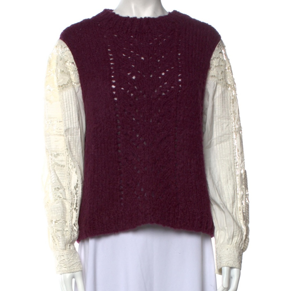 SEA NEW YORK Crew Neck Sweater with lace sleeves